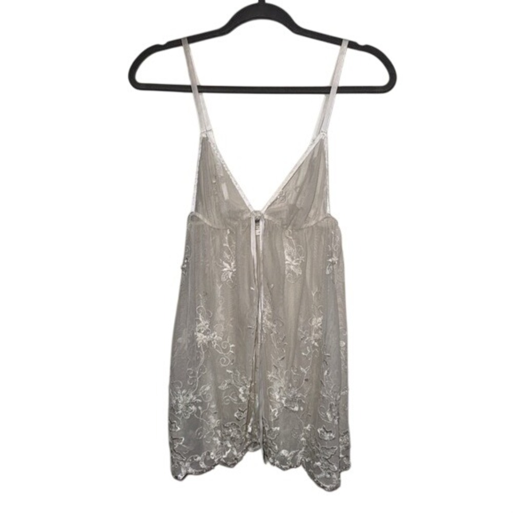 Frederick's of Hollywood Sheer Mesh Embroidered‎ Babydoll Lingerie Y2K Coquette